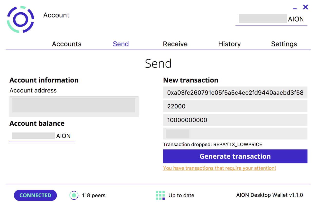 AION Wallet Interface
