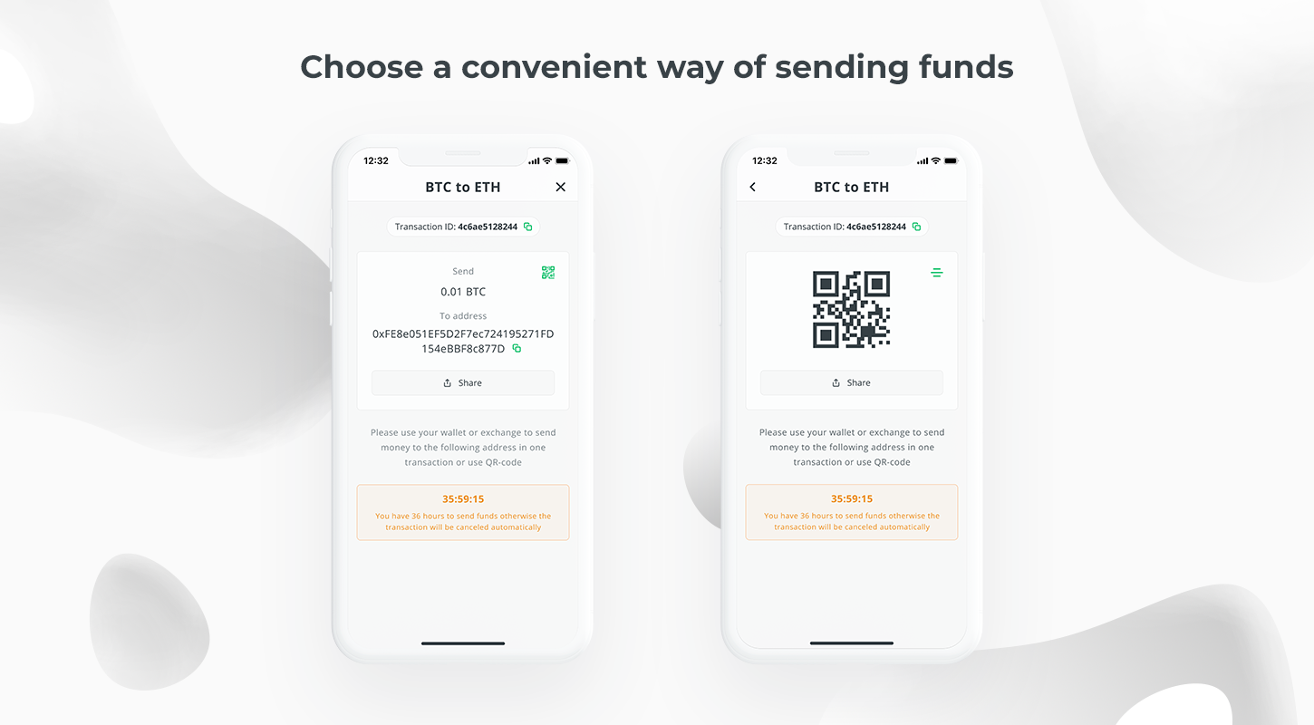 exchange crypto in changelly mobile app