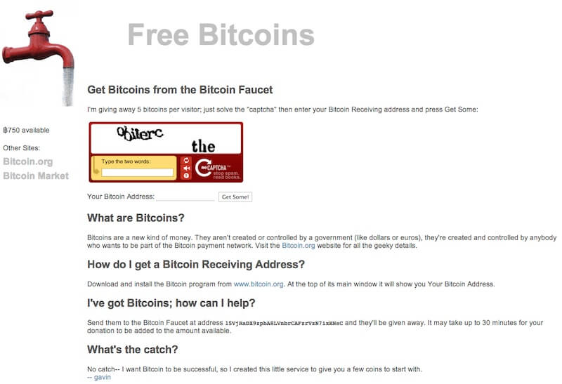 Free Bitcoins interface