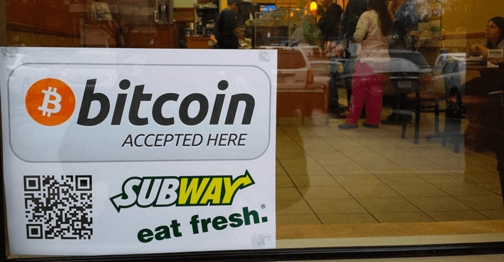 Subway accepts BTC payments